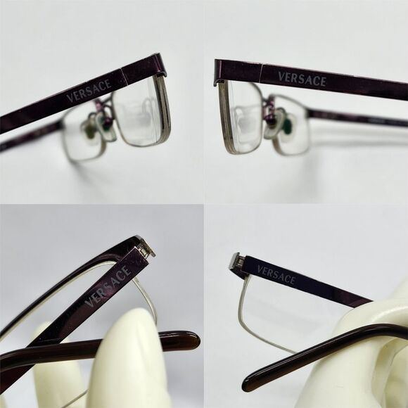 💜Vintage Versace Plum Rimless Eyeglasses & Hardshell Case - Picture 7 of 16